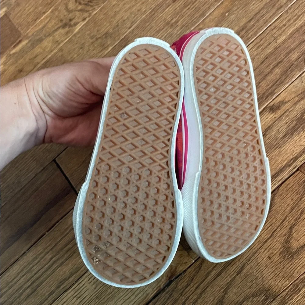 Vans Kids' Pink and Orange Leopard Velcro Sneakers size 7 toddler